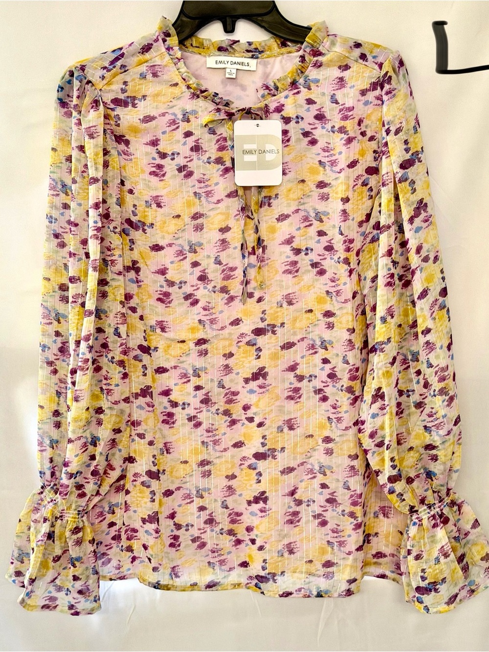 Emily Daniels Yellow & Purple Floral Long-Sleeve Blouse